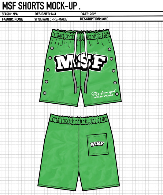 GREEN M$F SHORTS